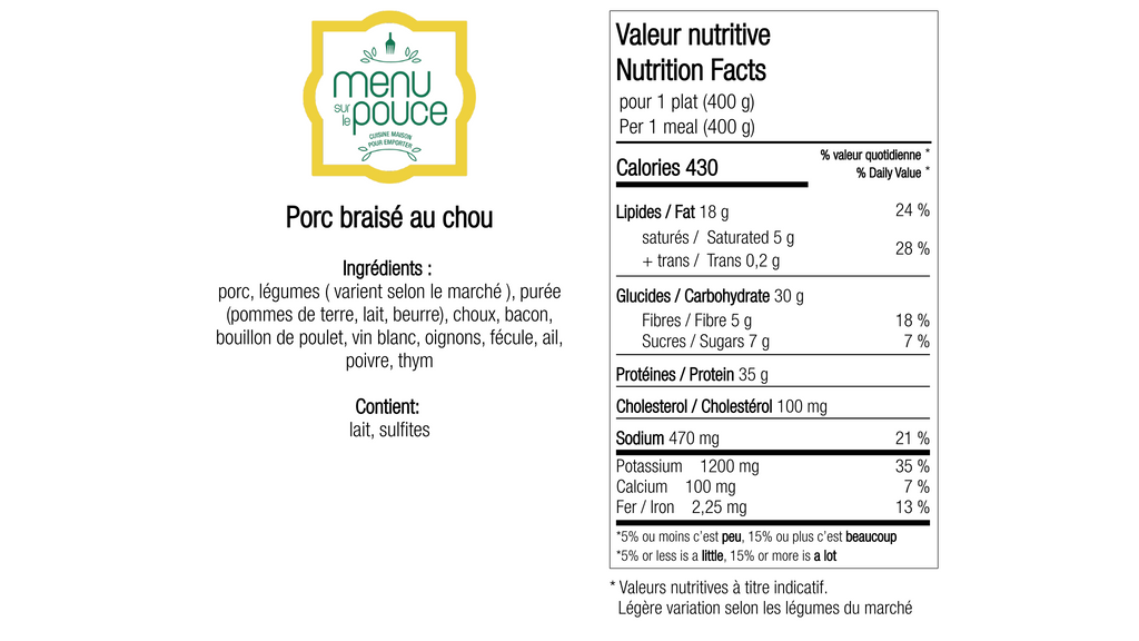 Porc braisé au chou