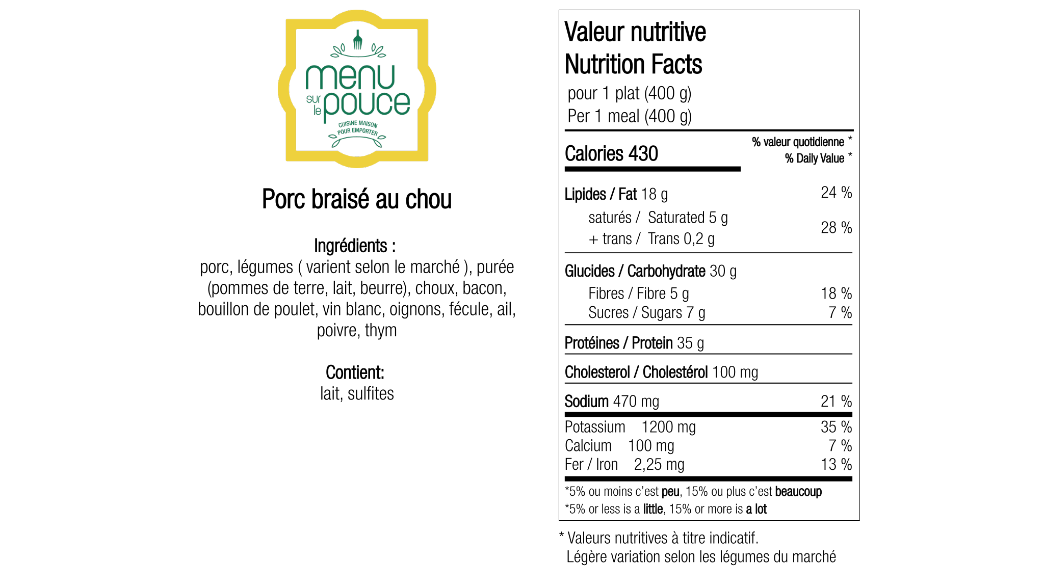 Porc braisé au chou
