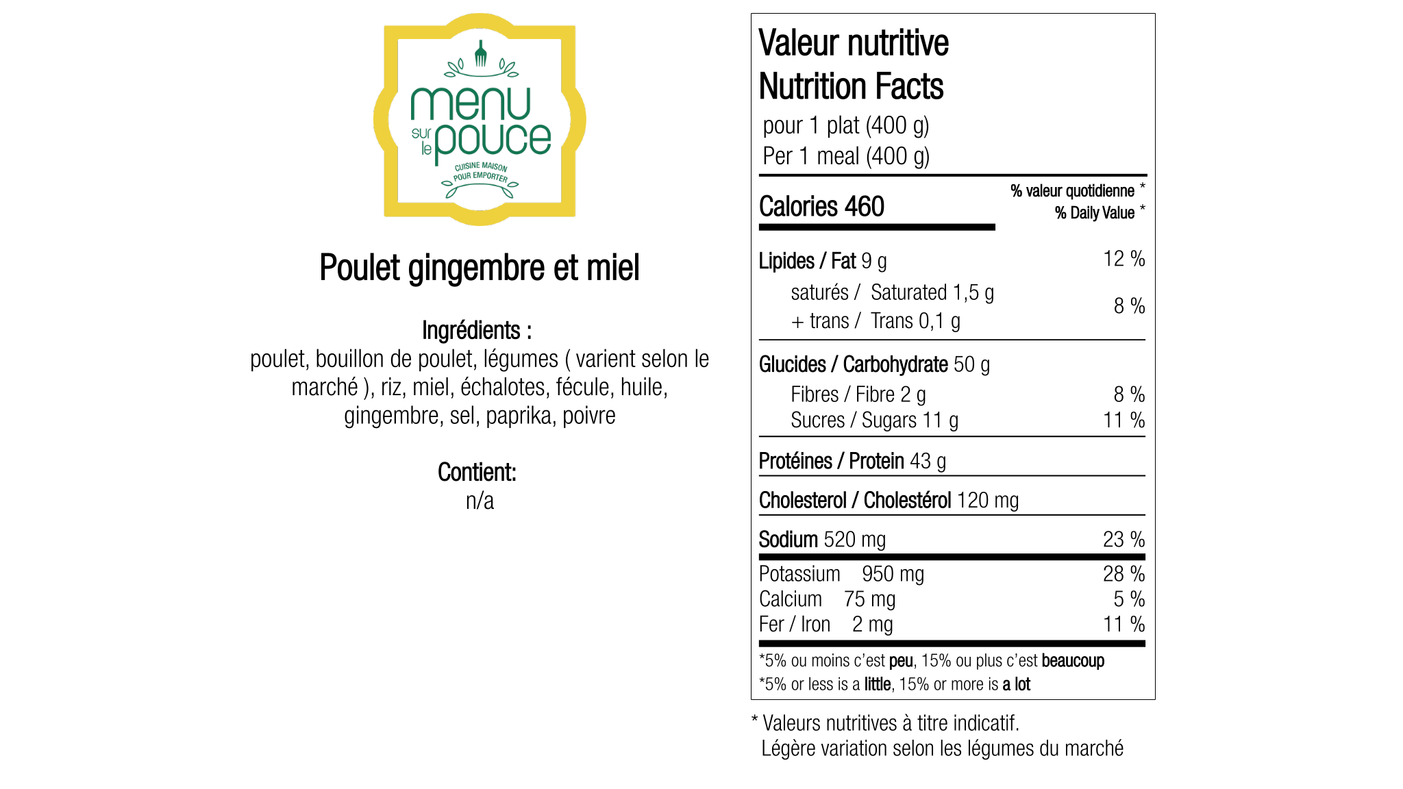 Poulet gingembre et miel