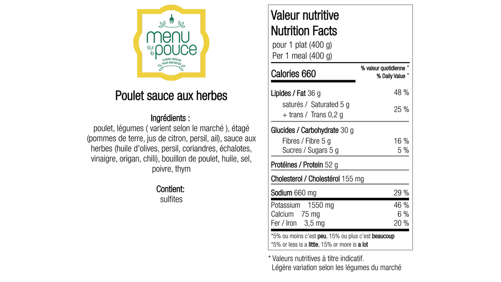 Poulet sauce aux herbes