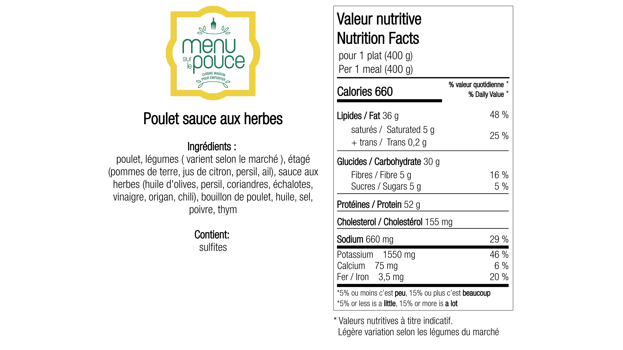 Poulet sauce aux herbes