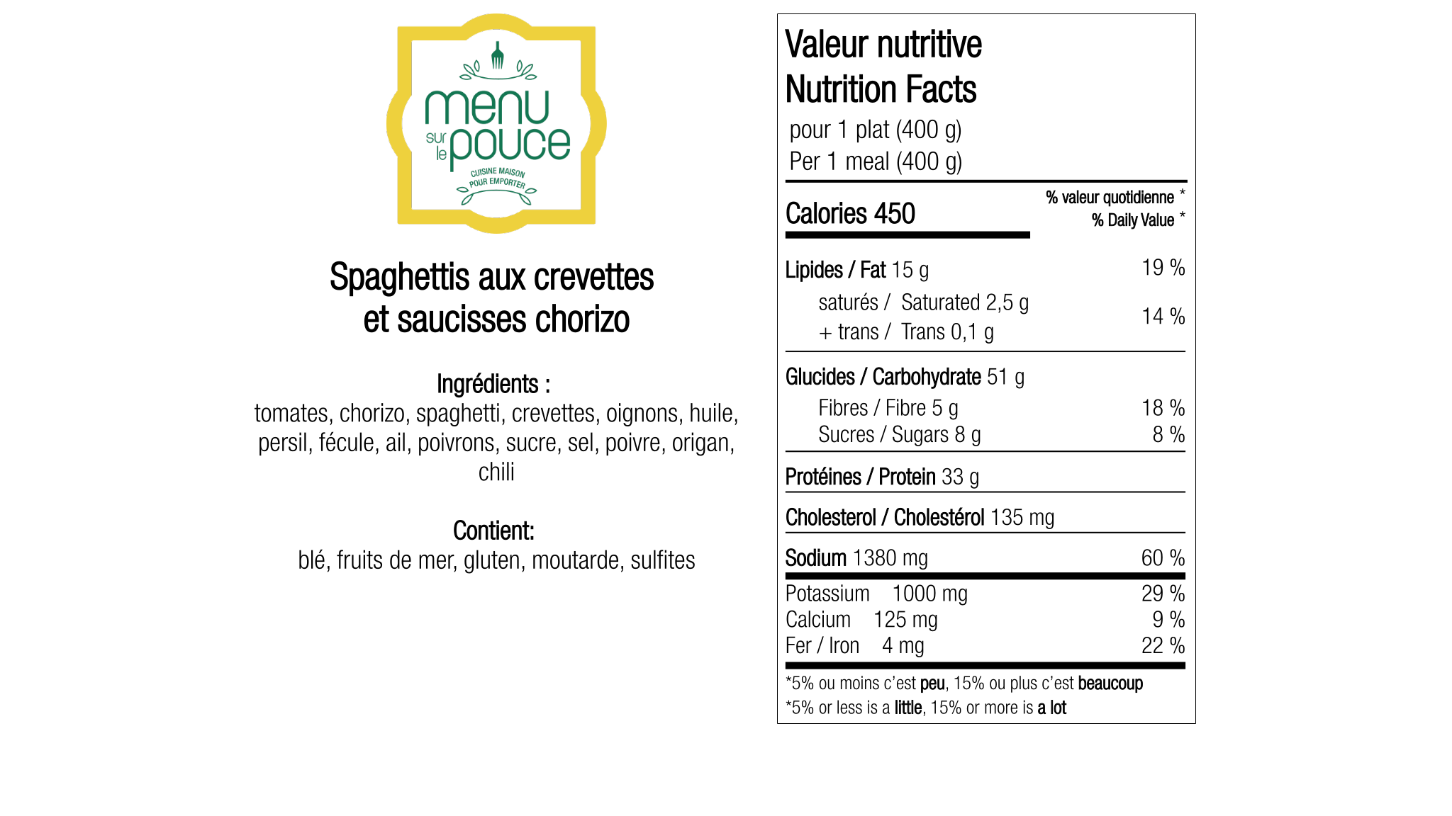 Spaghettis aux crevettes et chorizo